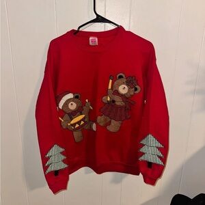 Red Hand Made Holiday Bear Sweatshirt